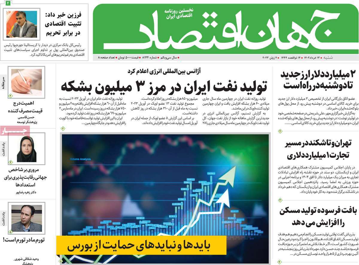 روزنامه های امروز مورخ 13-03-1402 4