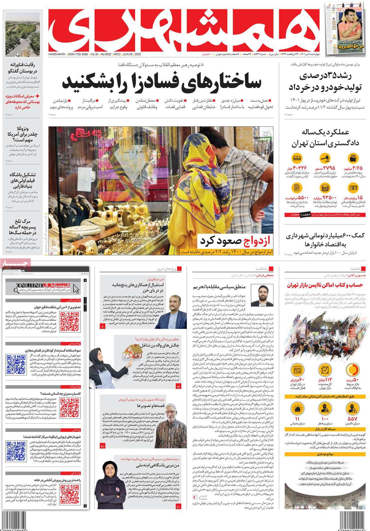 روزنامه های امروز مورخ 08-04-1401 10