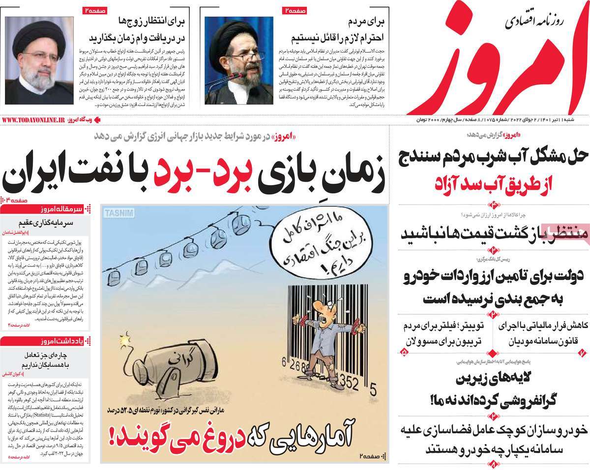 روزنامه های امروز مورخ 11-04-1401 2