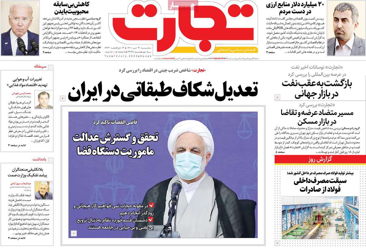 روزنامه های امروز مورخ 21-04-1401 18