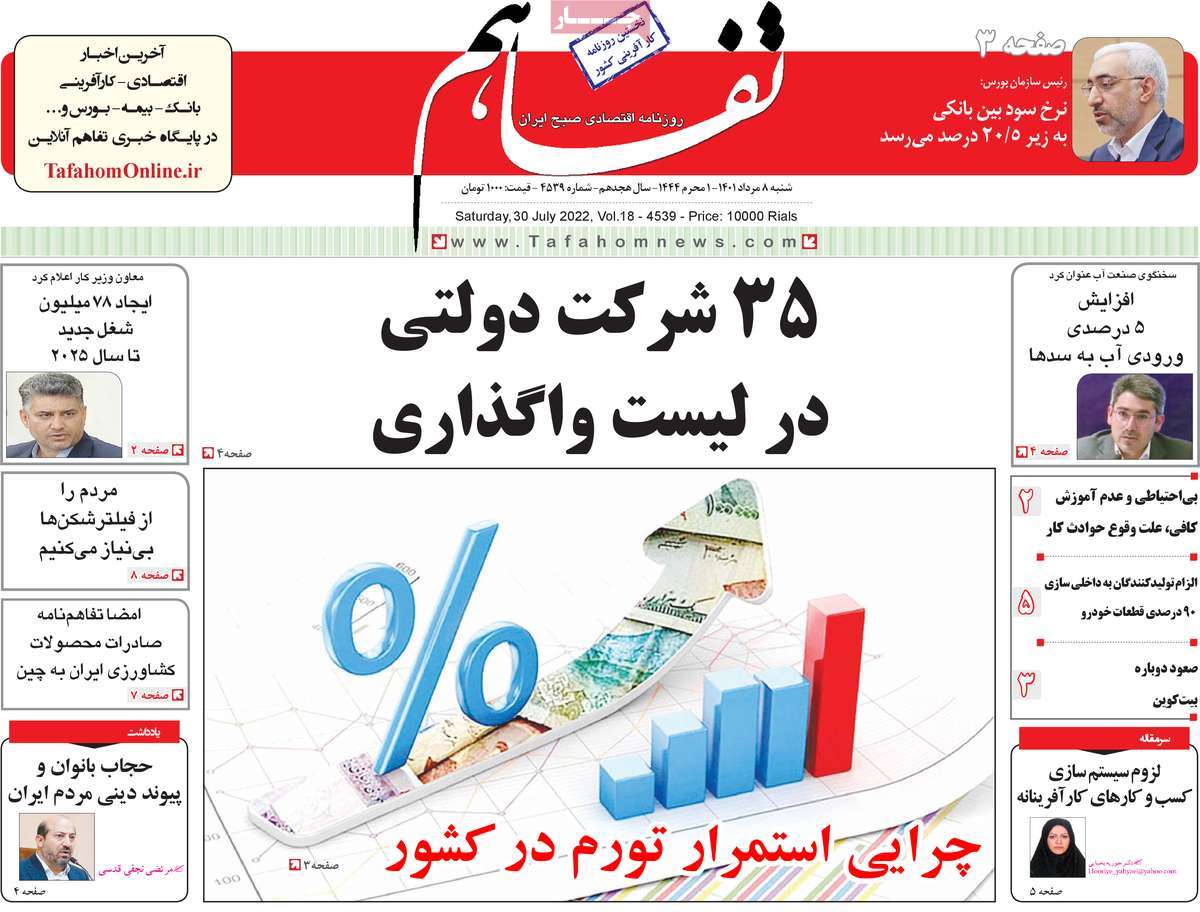 روزنامه های امروز مورخ 08-05-1401 10