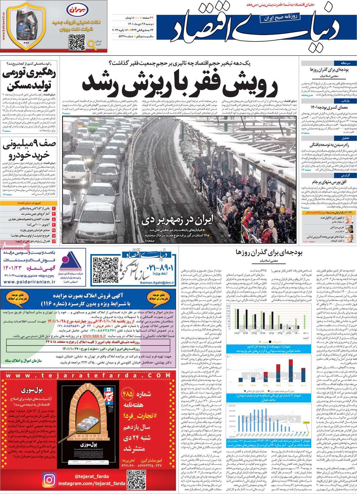 روزنامه های امروز مورخ 26-10-1401 3