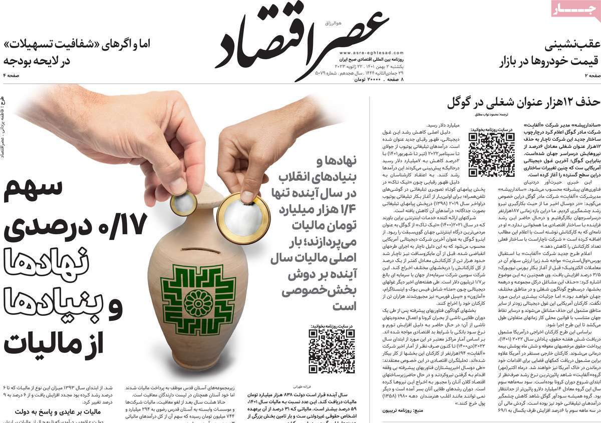روزنامه های امروز مورخ 02-11-1401 4