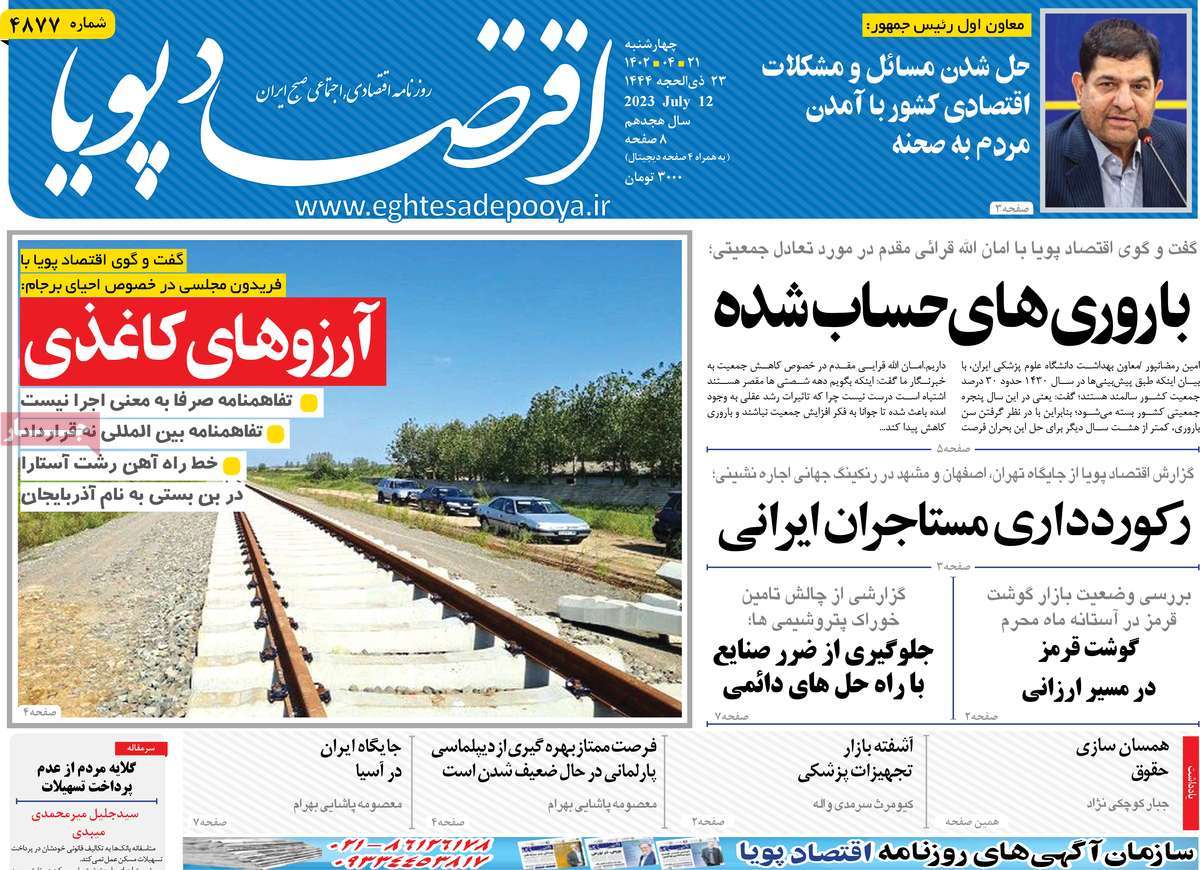 روزنامه های امروز مورخ 21-04-1402 7
