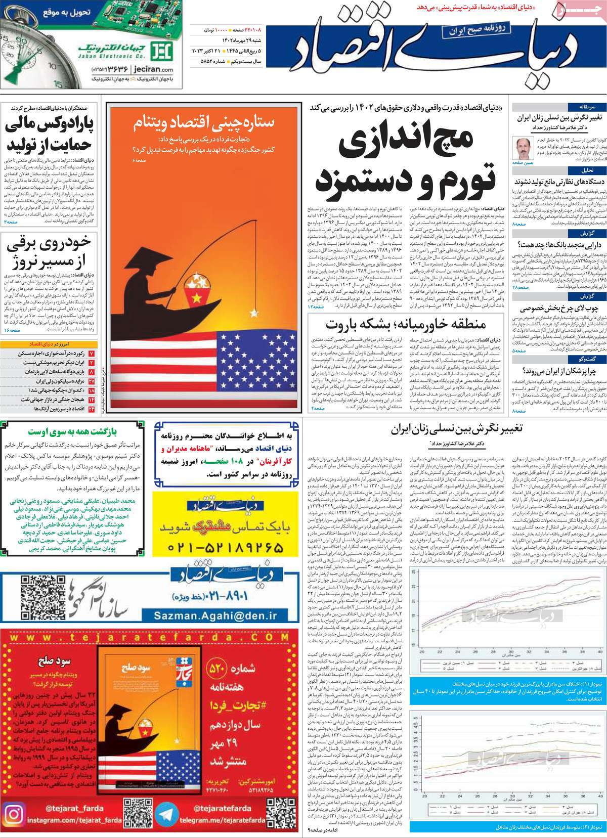 روزنامه های روز شنبه مورخ 29-7-1402 2
