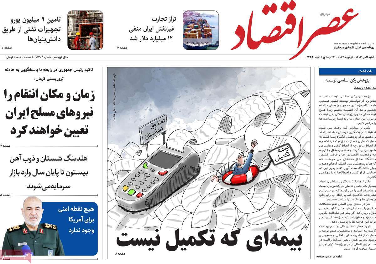 روزنامه های روز شنبه مورخ 16-10-1402 4