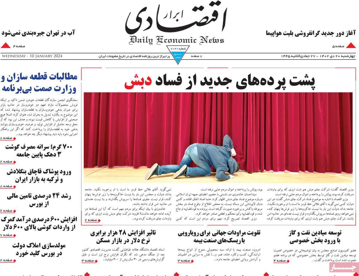 روزنامه های روز چهارشنبه مورخ 20-10-1402 11