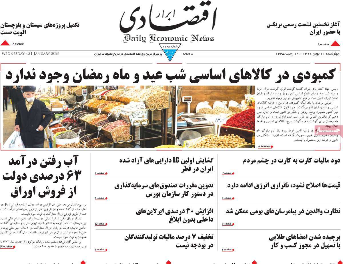 روزنامه های روز چهارشنبه مورخ 11-11-1402 10
