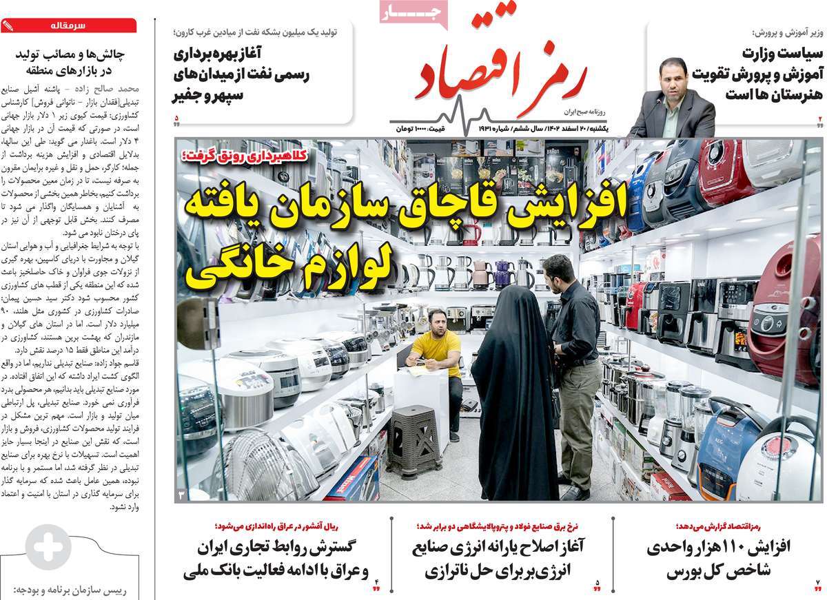 روزنامه های روز یکشنبه مورخ 20-12-1402 4