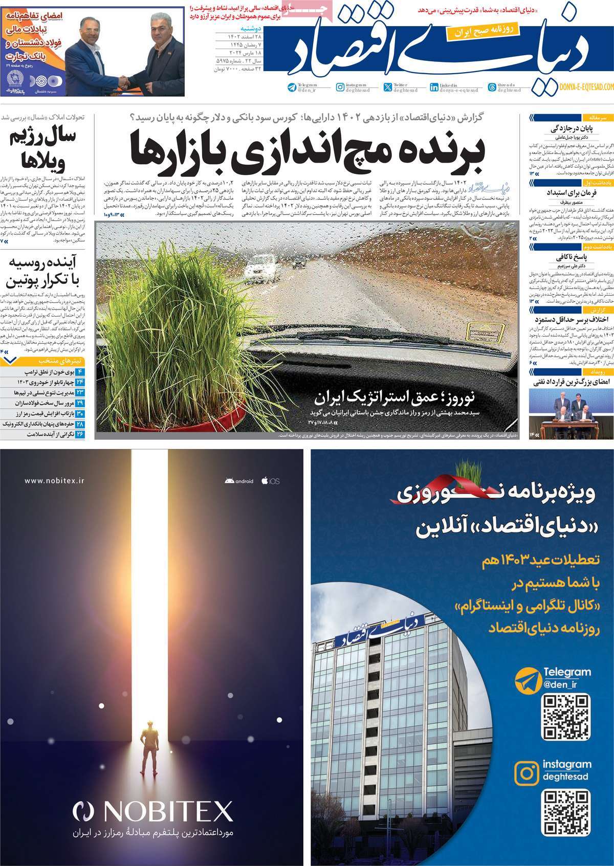روزنامه های روز دوشنبه مورخ 28-12-1402 1