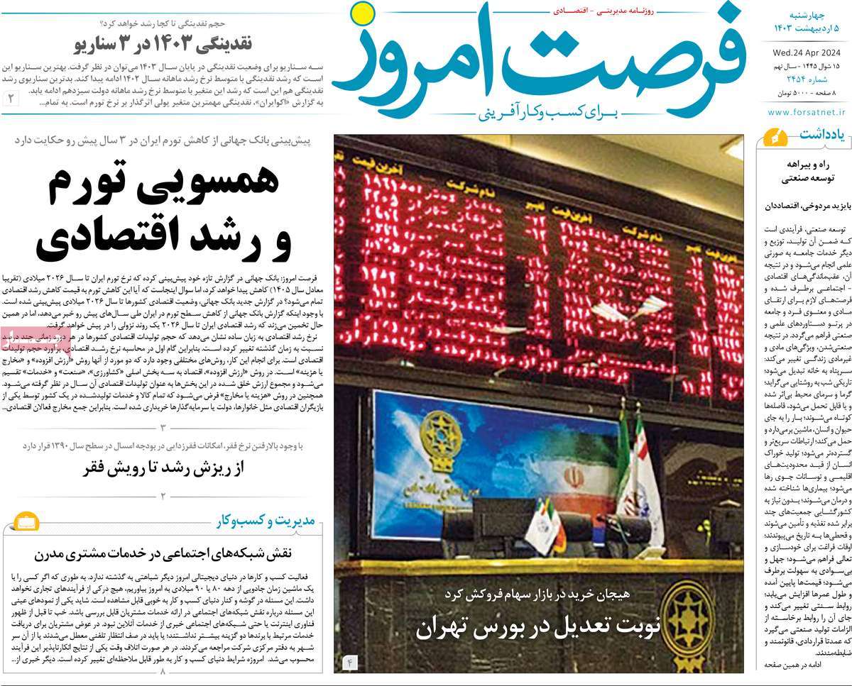 روزنامه های روز چهارشنبه مورخ 05-02-1403 17