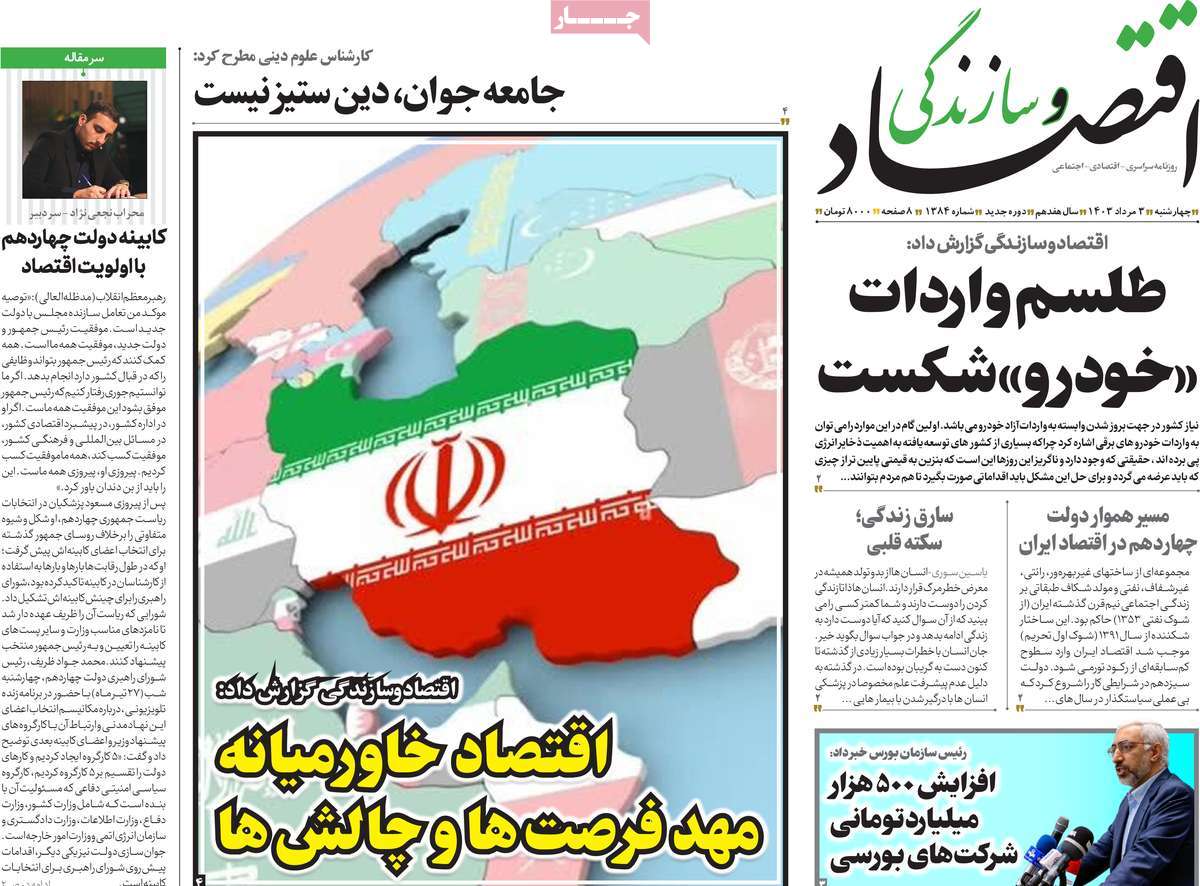 روزنامه های روز چهارشنبه مورخ 03-05-1403 6