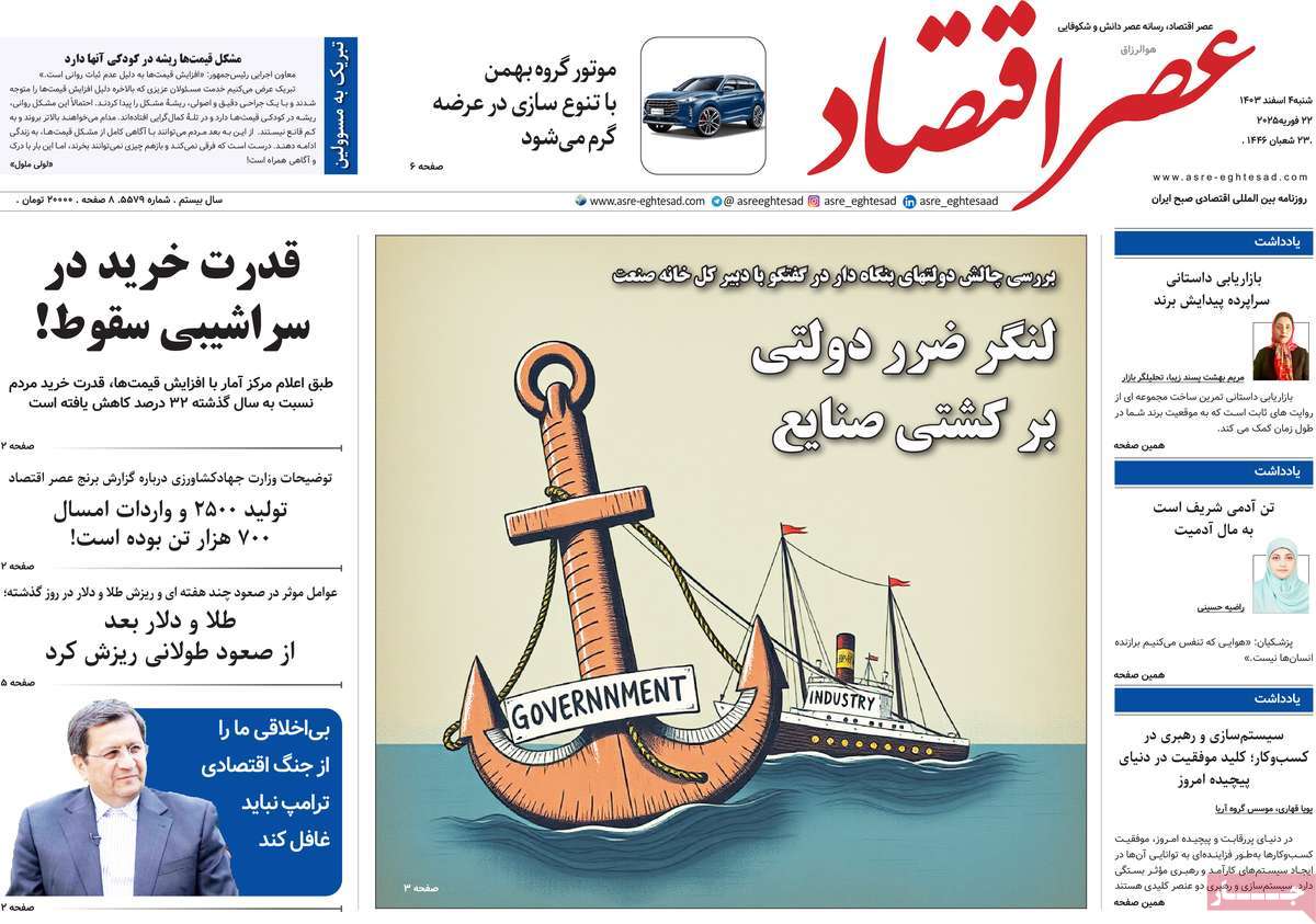 روزنامه های روز شنبه مورخ 04-12-1403 2