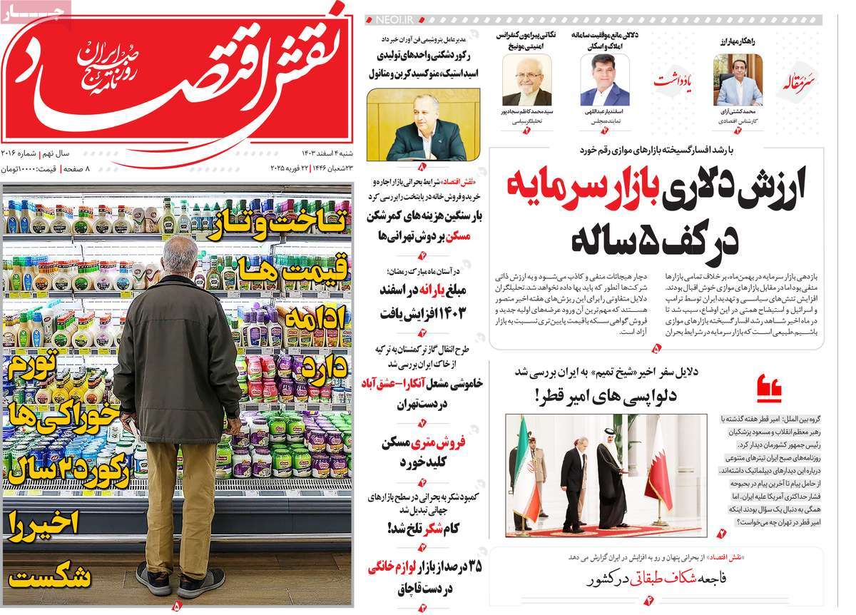 روزنامه های روز شنبه مورخ 04-12-1403 19