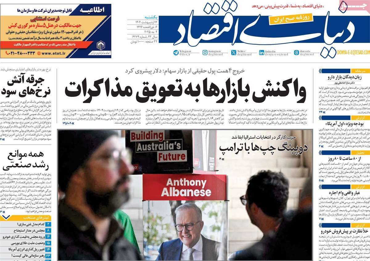 روزنامه های روز یکشنبه مورخ 14-02-1404 2