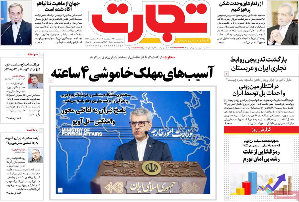 روزنامه های روز سه شنبه مورخ 16-02-1404 12