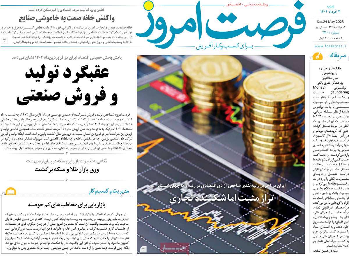 روزنامه های روز شنبه مورخ 03-03-1404 21