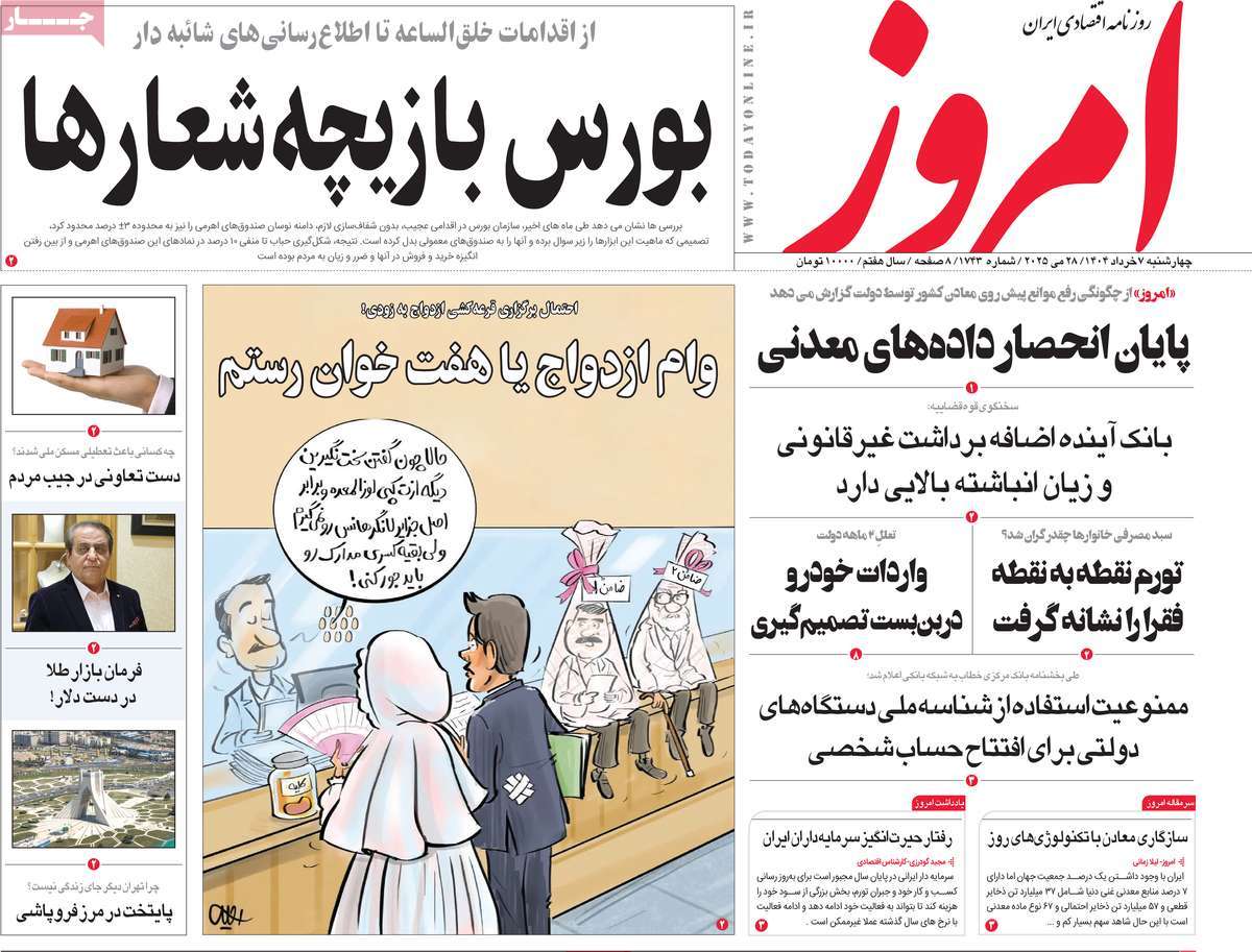 روزنامه های روز چهارشنبه مورخ 07-03-1404 1