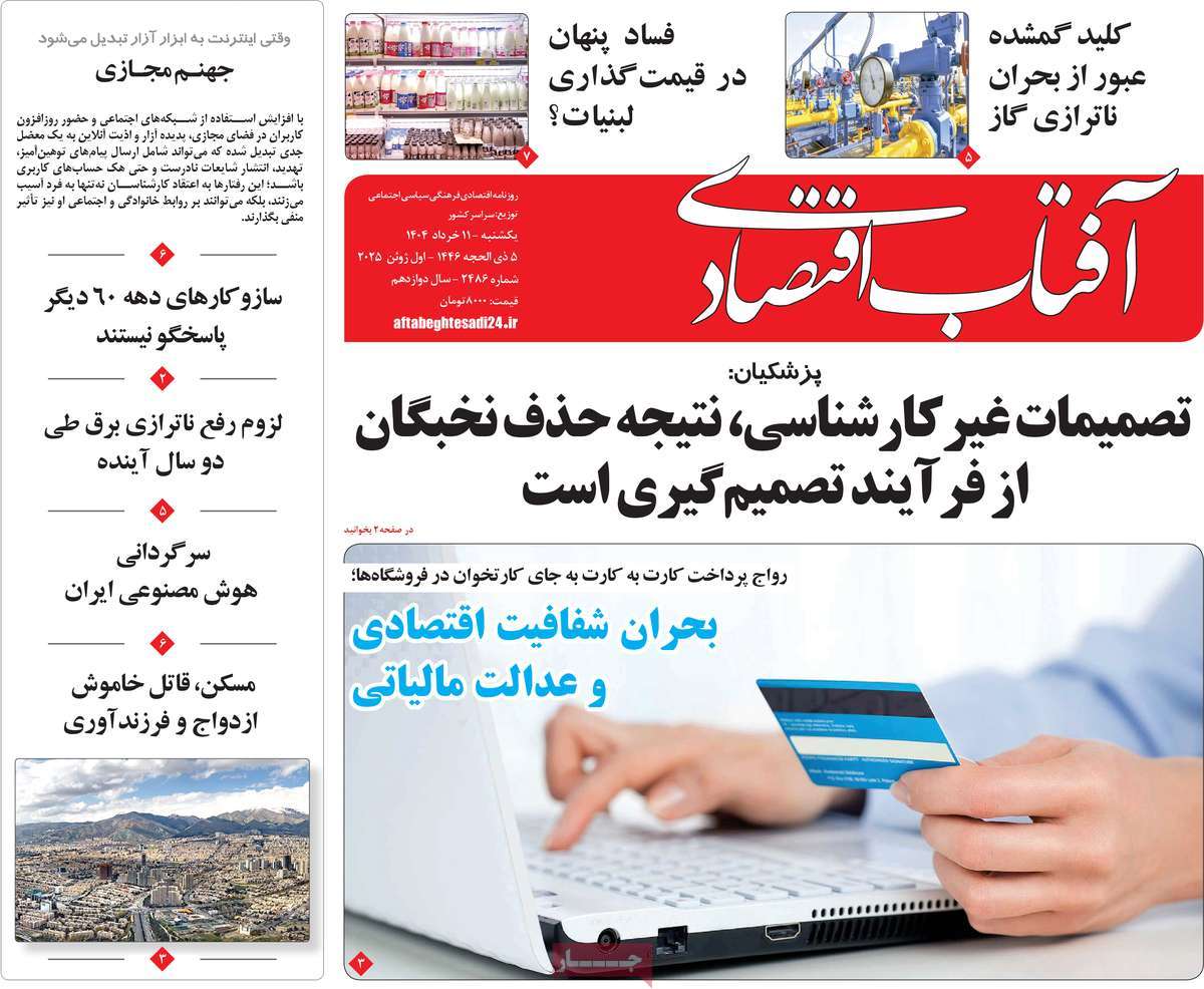 روزنامه های روز یکشنبه مورخ 11-03-1404 1