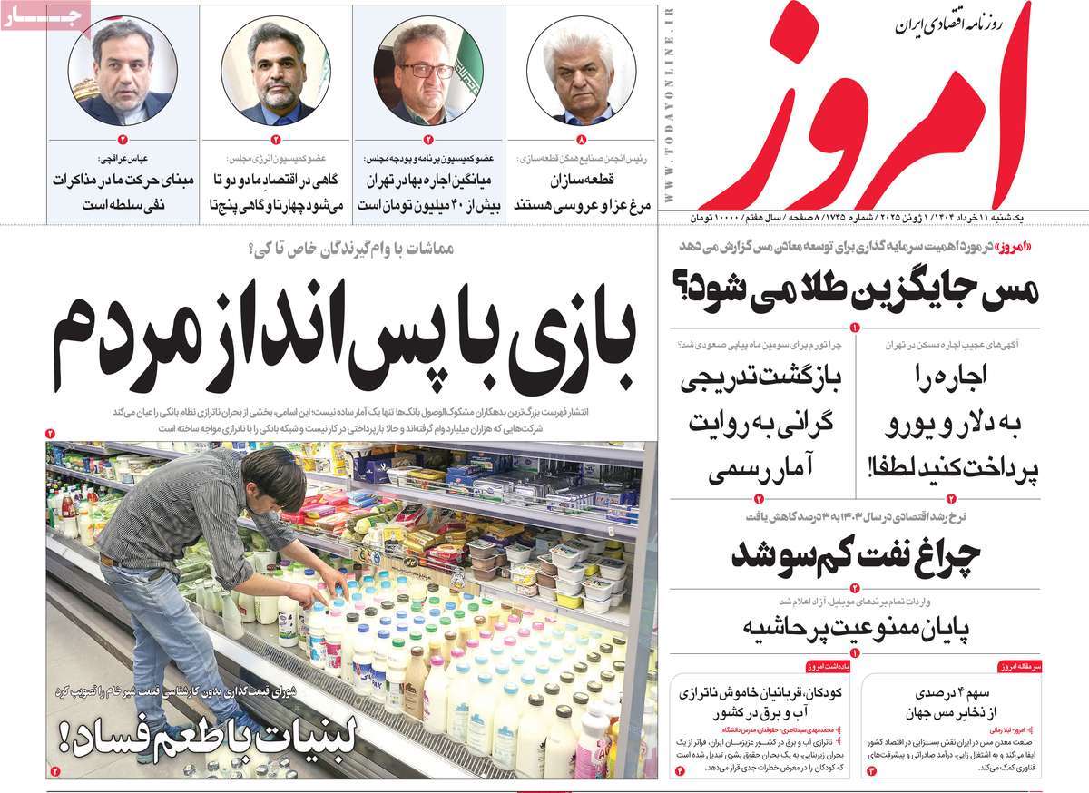 روزنامه های روز یکشنبه مورخ 11-03-1404 2