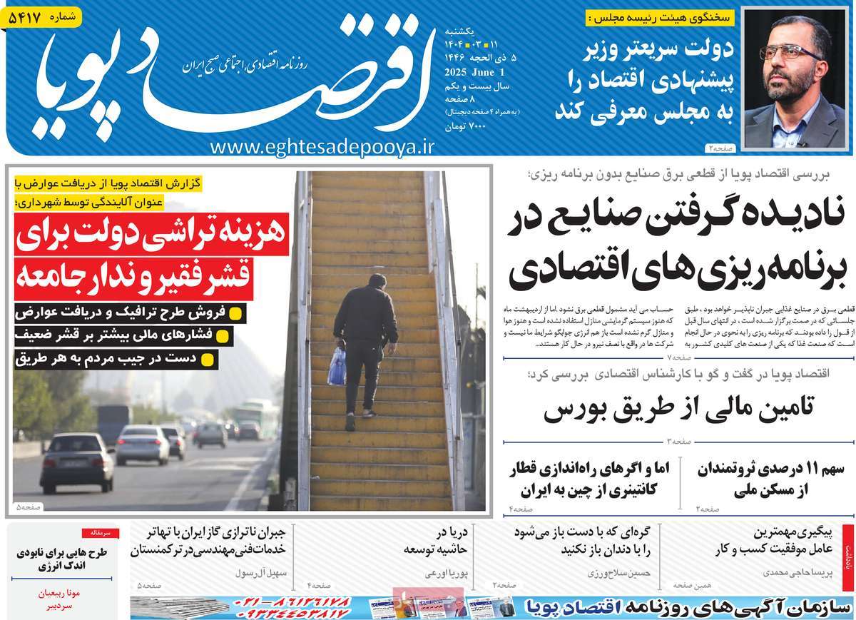 روزنامه های روز یکشنبه مورخ 11-03-1404 6