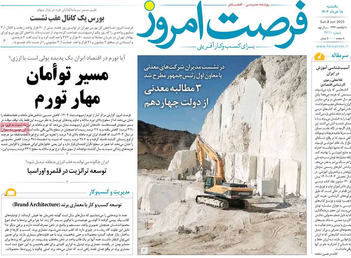 روزنامه های روز یکشنبه مورخ 18-03-1404 21
