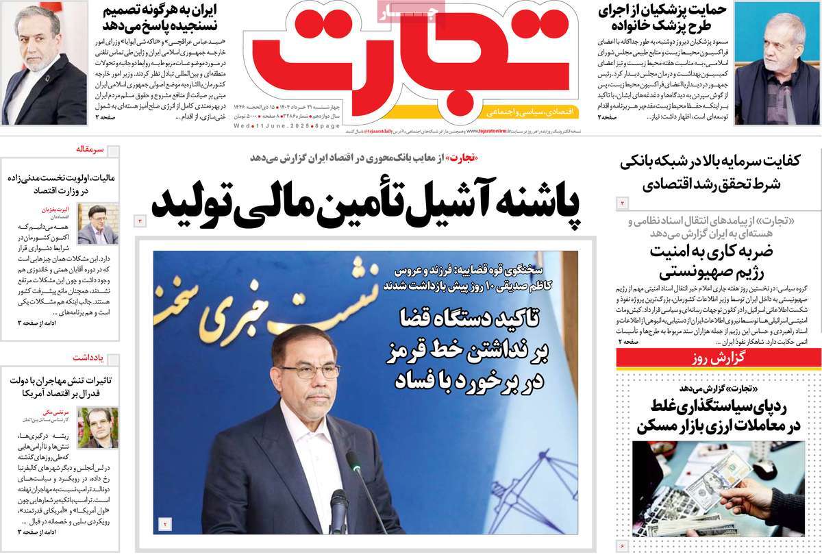 روزنامه های روز چهارشنبه مورخ 21-03-1404 17