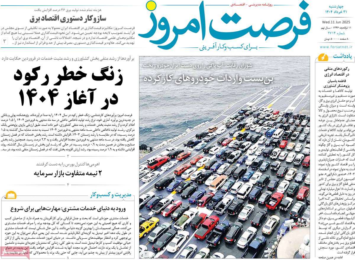 روزنامه های روز چهارشنبه مورخ 21-03-1404 22