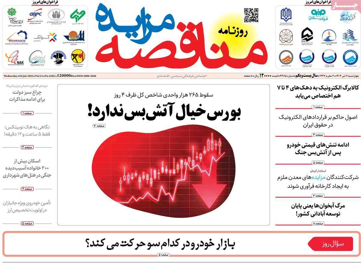 روزنامه های روز چهارشنبه مورخ 11-04-1404 17
