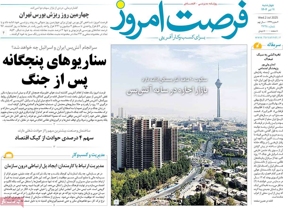 روزنامه های روز چهارشنبه مورخ 11-04-1404 19