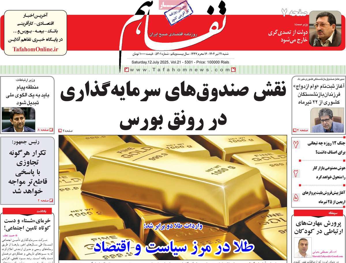 روزنامه های روز یکشنبه مورخ 21-04-1404 15