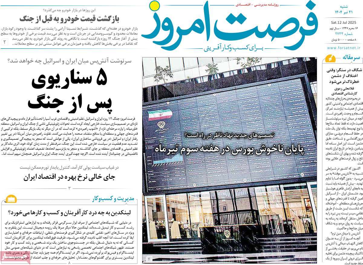 روزنامه های روز یکشنبه مورخ 21-04-1404 22