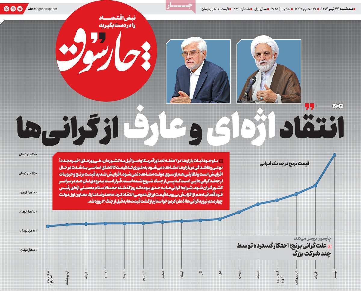 روزنامه های روز سه شنبه مورخ 24-04-1404 6