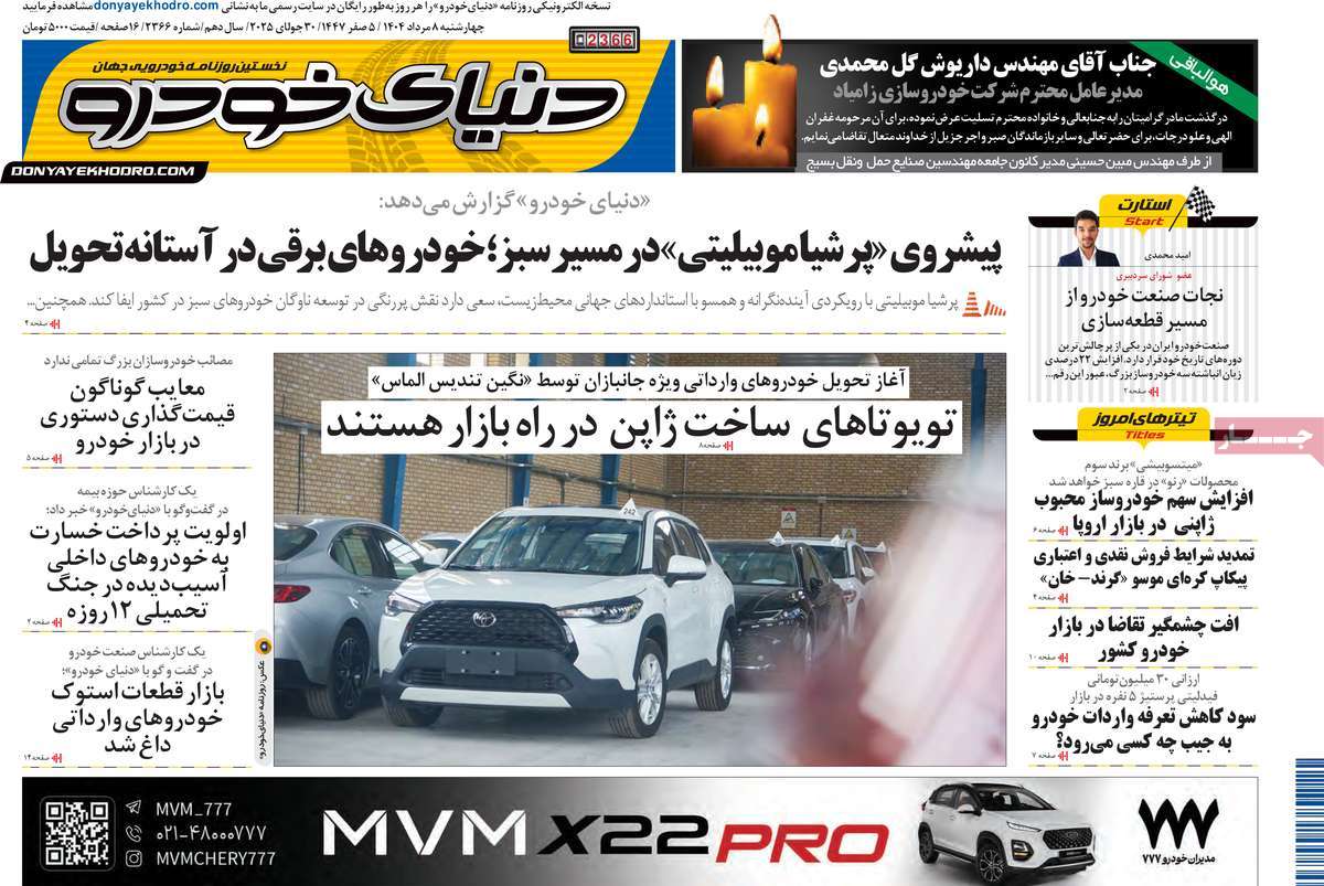 روزنامه های روز چهارشنبه مورخ 08-05-1404 21