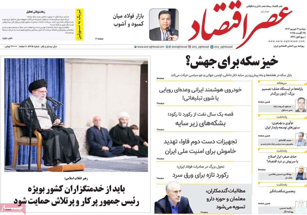 روزنامه های روز دوشنبه مورخ 03-06-1404 21