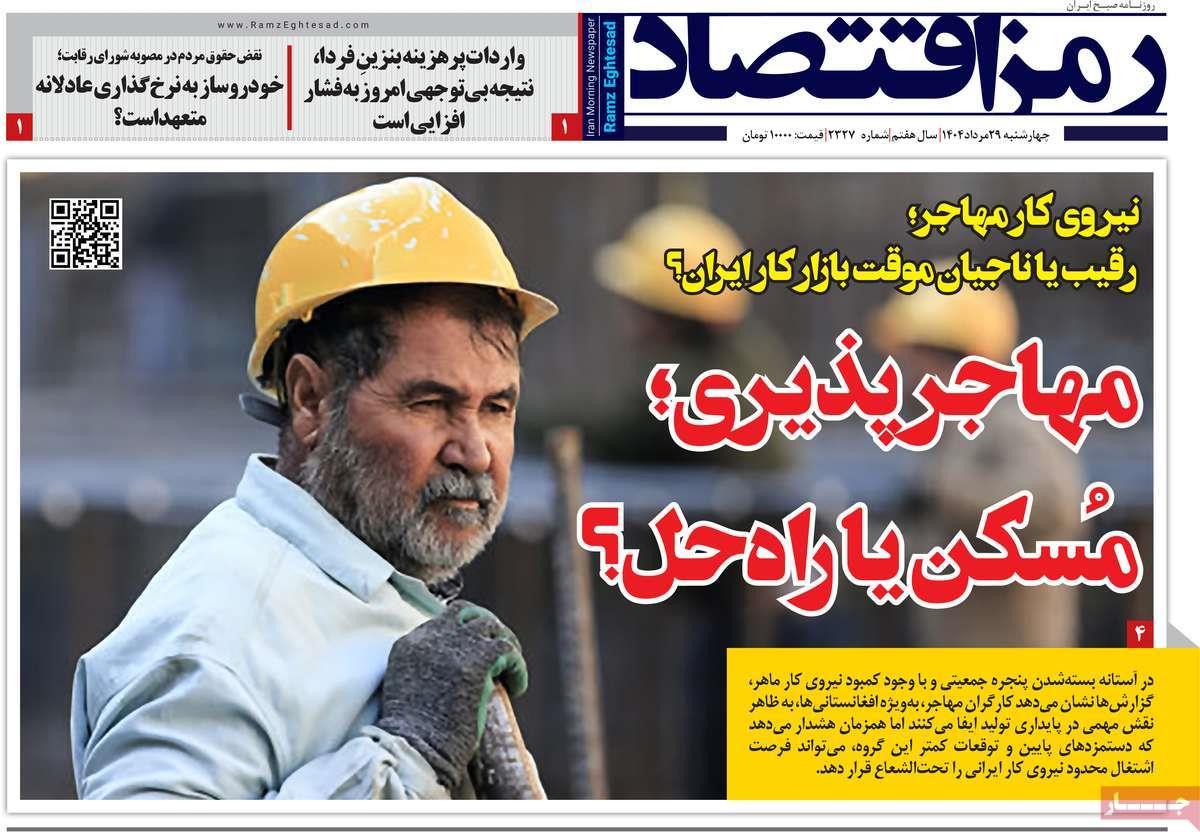 روزنامه های روز چهارشنبه مورخ 29-05-1404 20