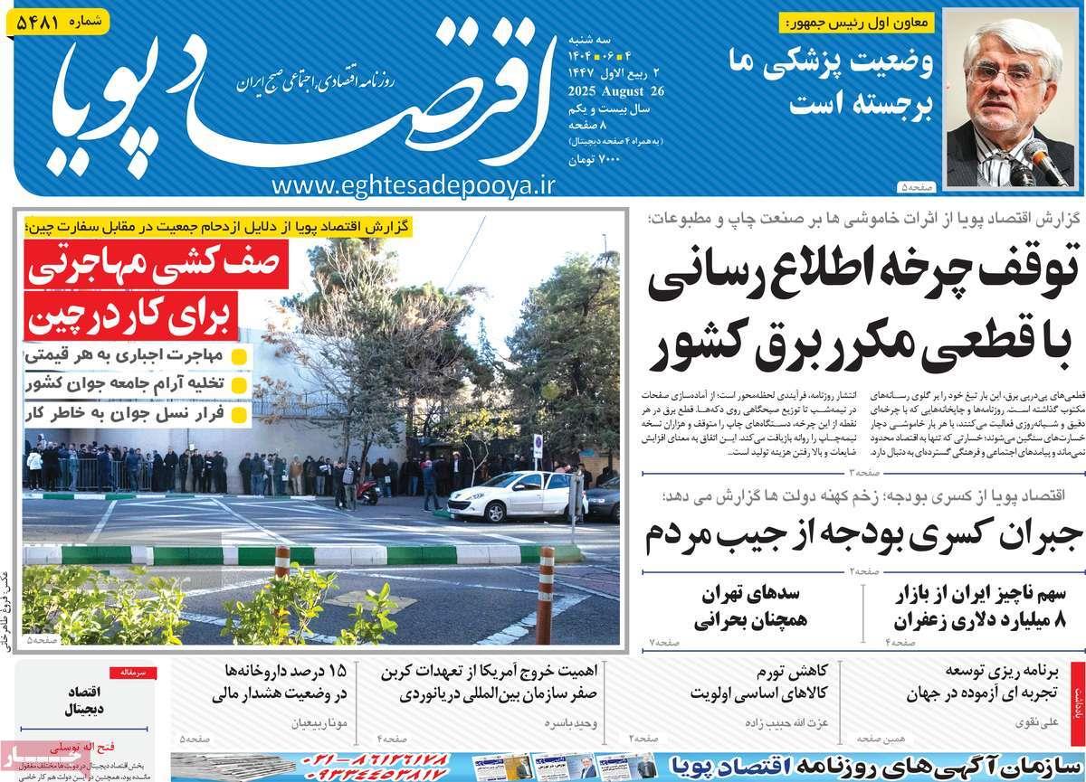 روزنامه های روز سه شنبه مورخ 04-06-1404 17