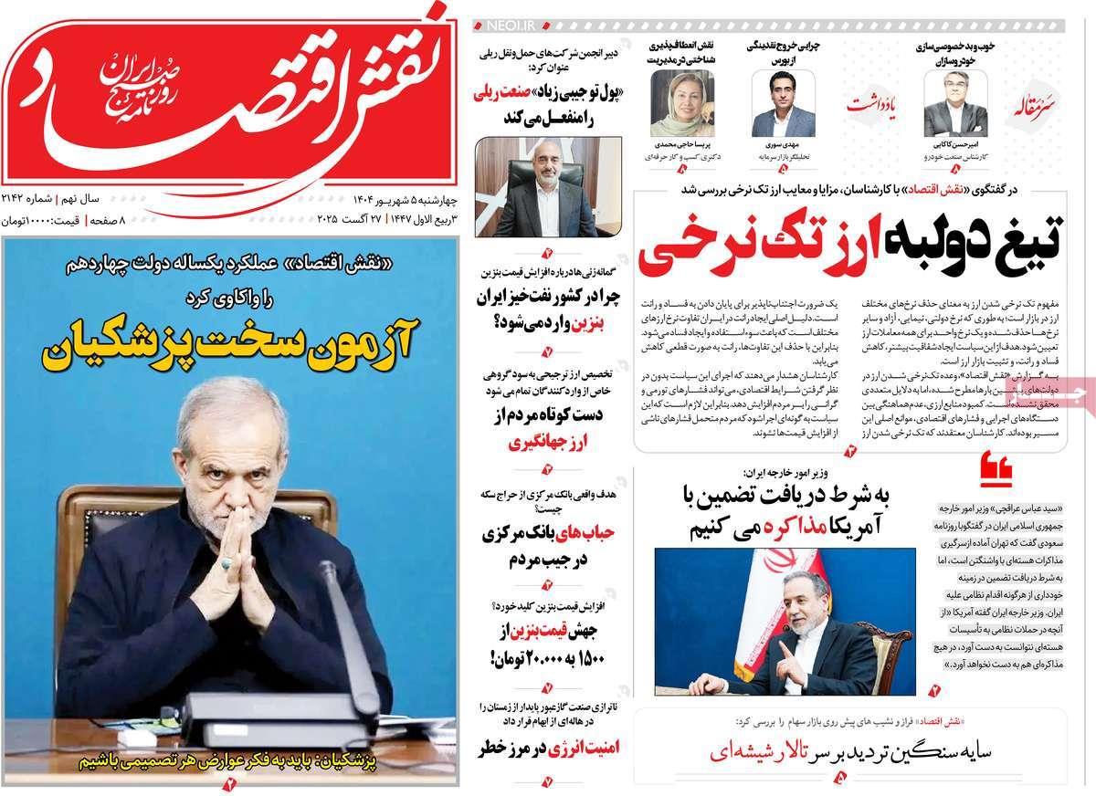 روزنامه های روز چهارشنبه مورخ 05-06-1404 4