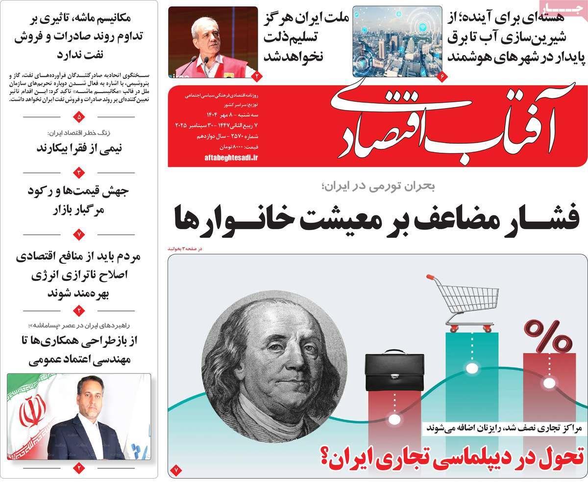 روزنامه های روز سه شنبه مورخ 08-07-1404 20