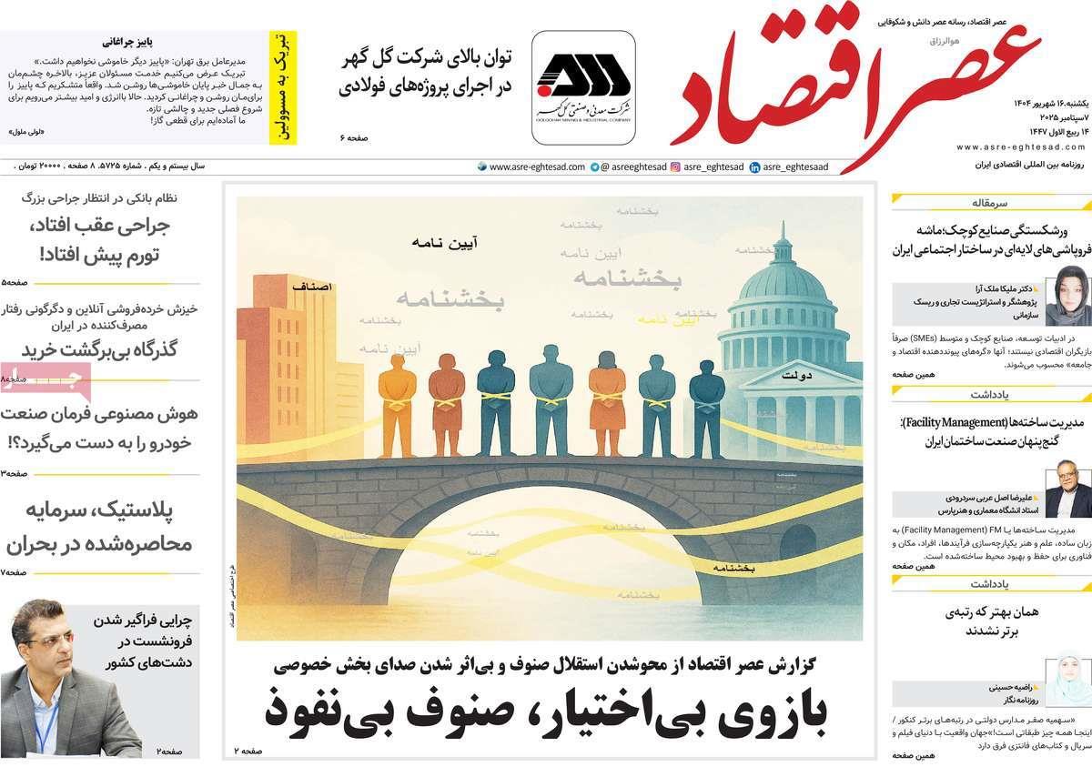 روزنامه های روز یکشنبه مورخ 16-06-1404 17