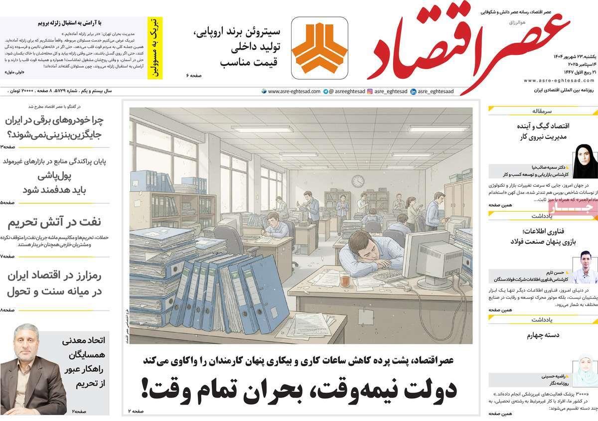 روزنامه های روز یکشنبه مورخ 23-06-1404 23