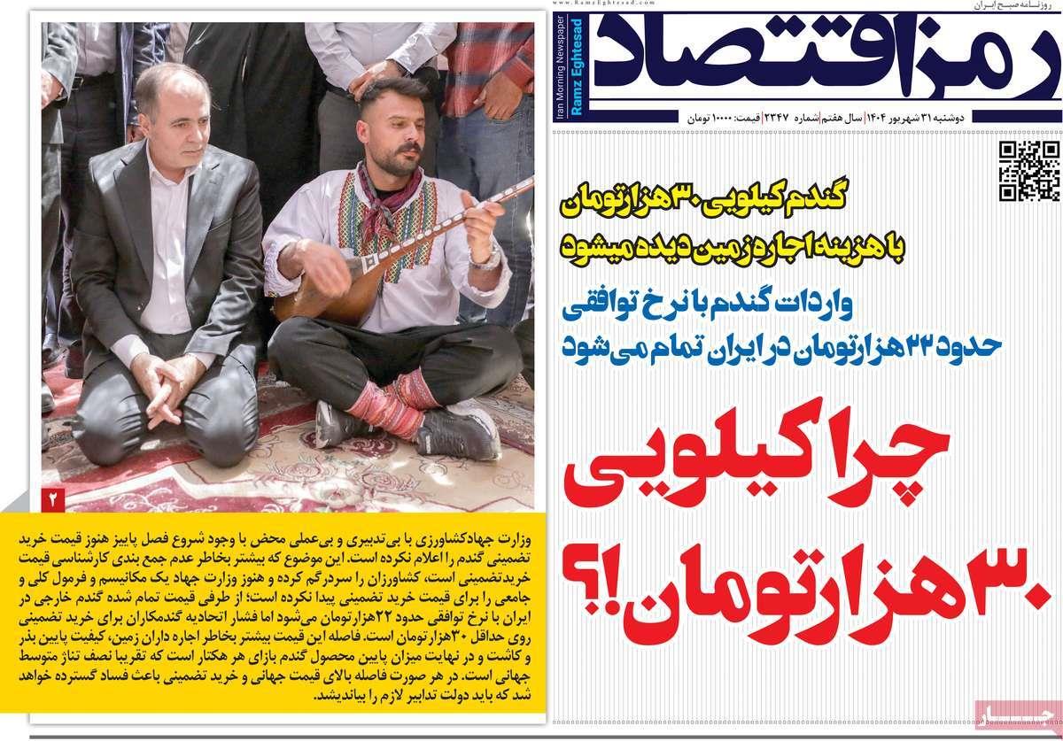 روزنامه های روز دوشنبه مورخ 31-06-1404 17