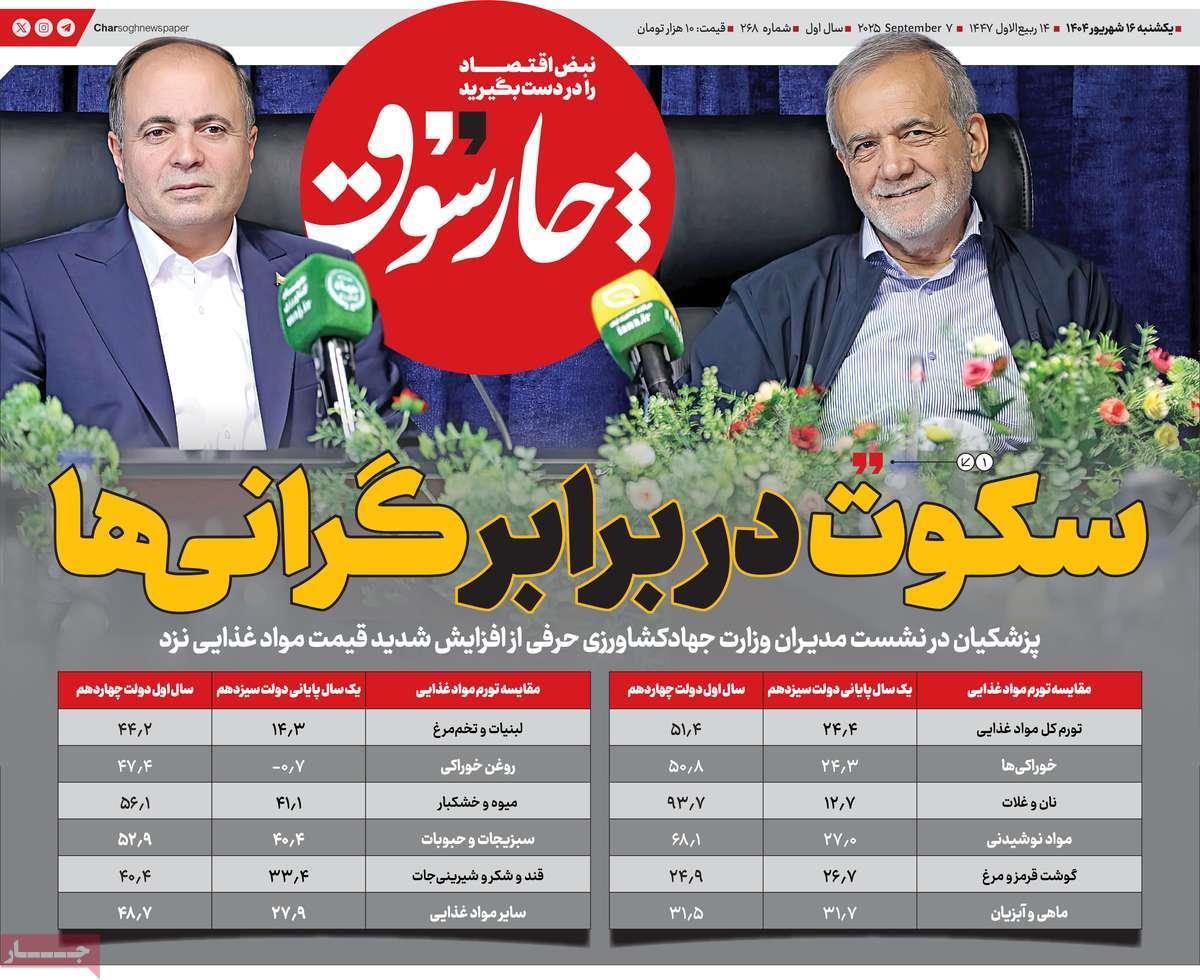 روزنامه های روز یکشنبه مورخ 16-06-1404 12