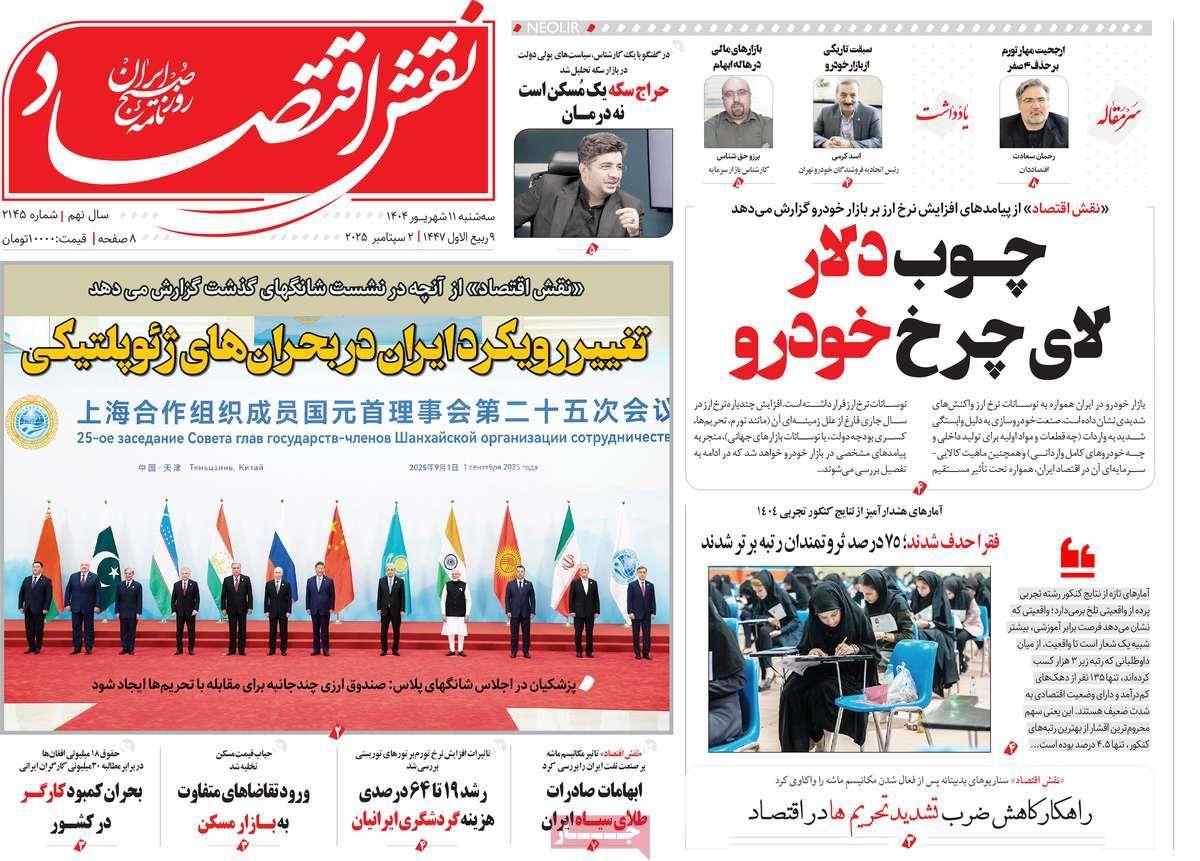 روزنامه های روز سه شنبه مورخ 11-06-1404 2