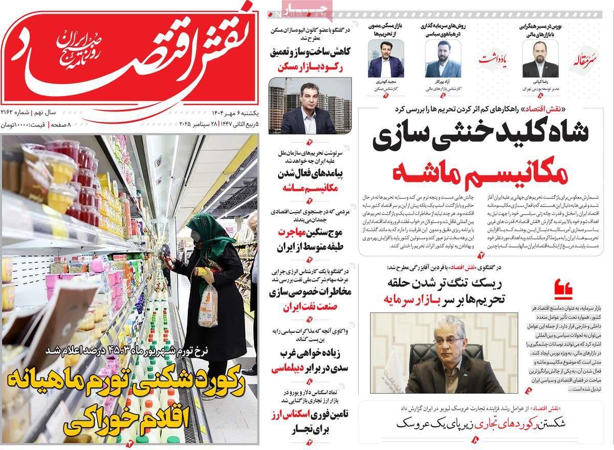 روزنامه های روز یکشنبه مورخ 06-07-1404 2