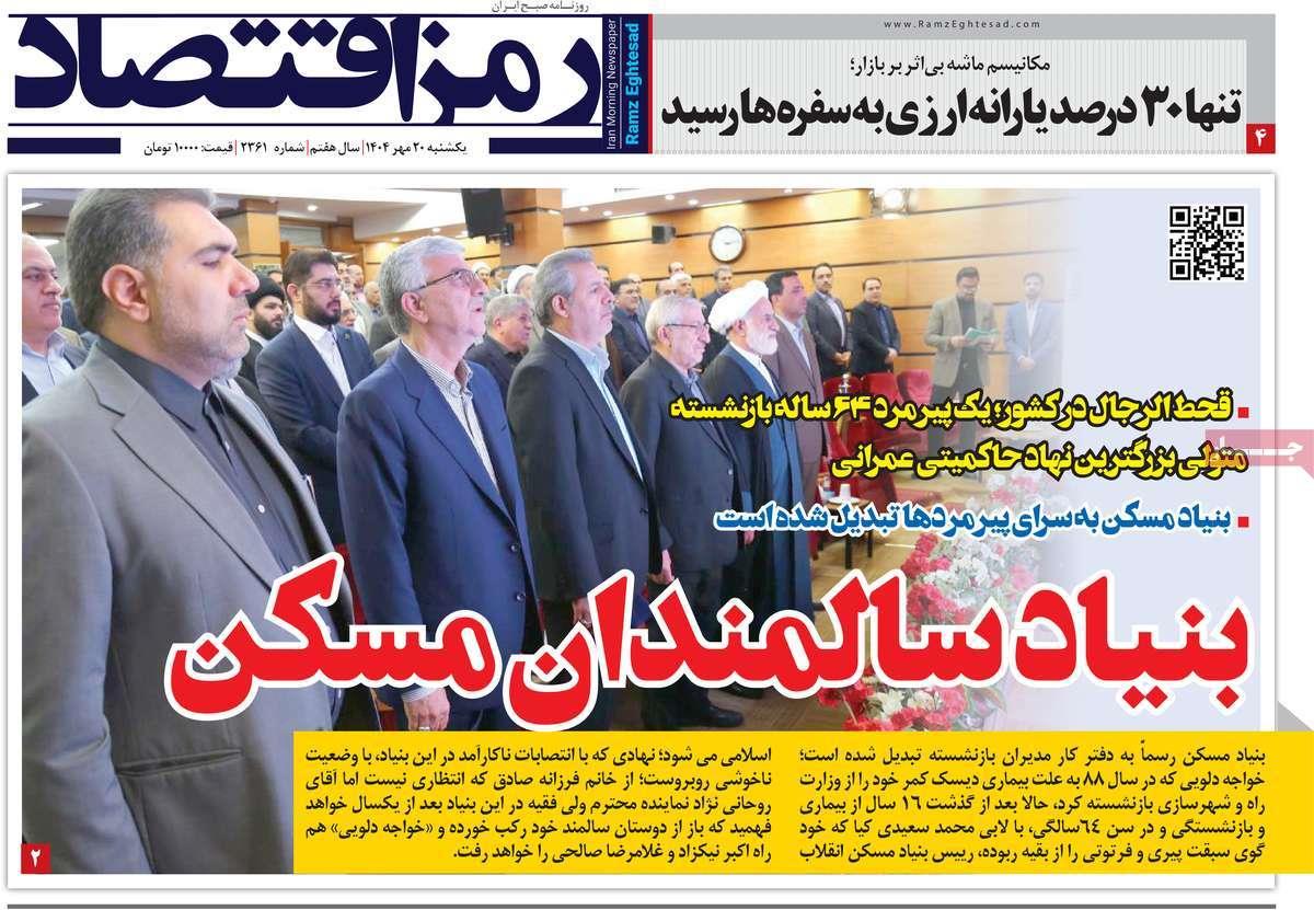 روزنامه های روز یکشنبه مورخ 20-07-1404 20