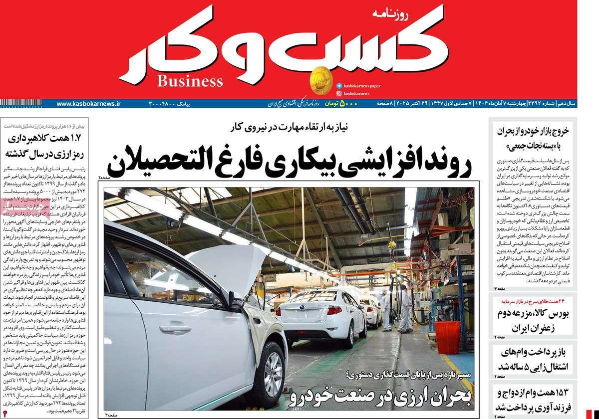 روزنامه های روز چهارشنبه مورخ 07-08-1404 4