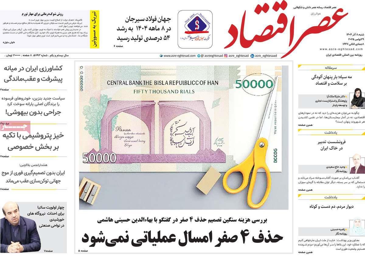 روزنامه های روز شنبه مورخ 08-09-1404 16