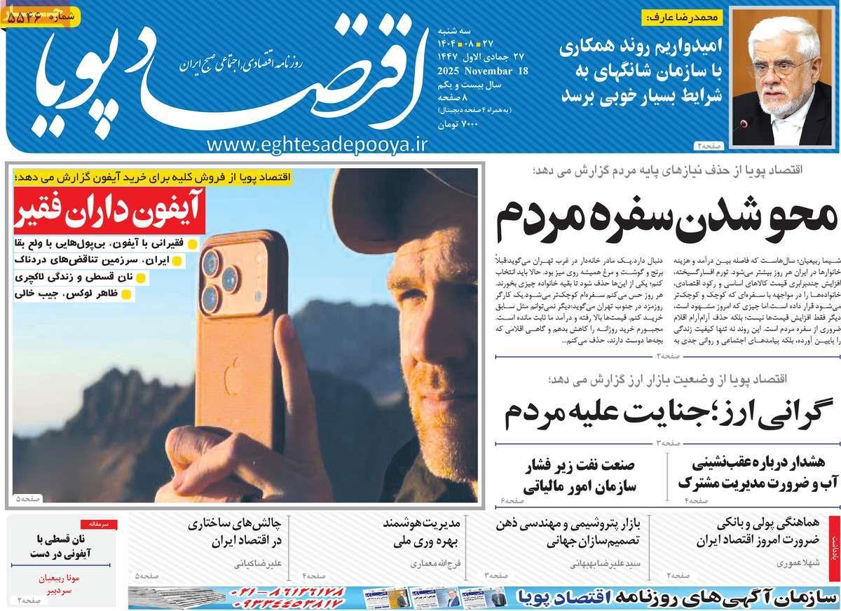 روزنامه های روز سه شنبه مورخ 27-08-1404 13