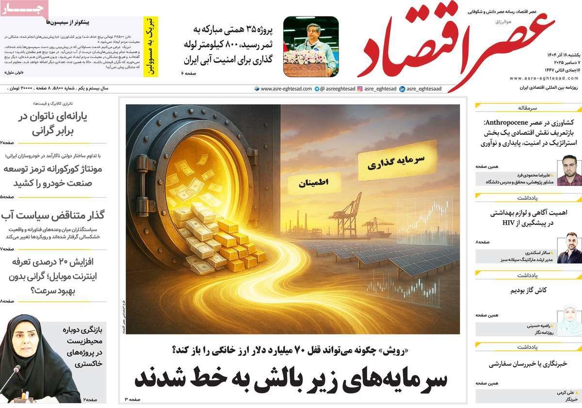 روزنامه های روز یکشنبه مورخ 16-09-1404 18